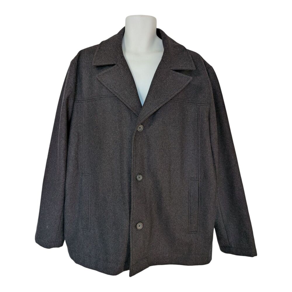 Claiborne Jacket Mens Wool Blend Button Front Classic Winter Coat XL Classy